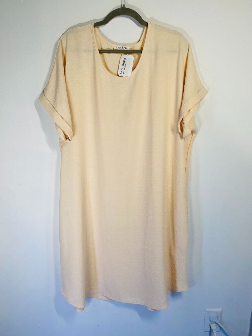 Natural Swing Dress Cream N Sugar 3X Polyester Short Sleeve NWT Made In USA